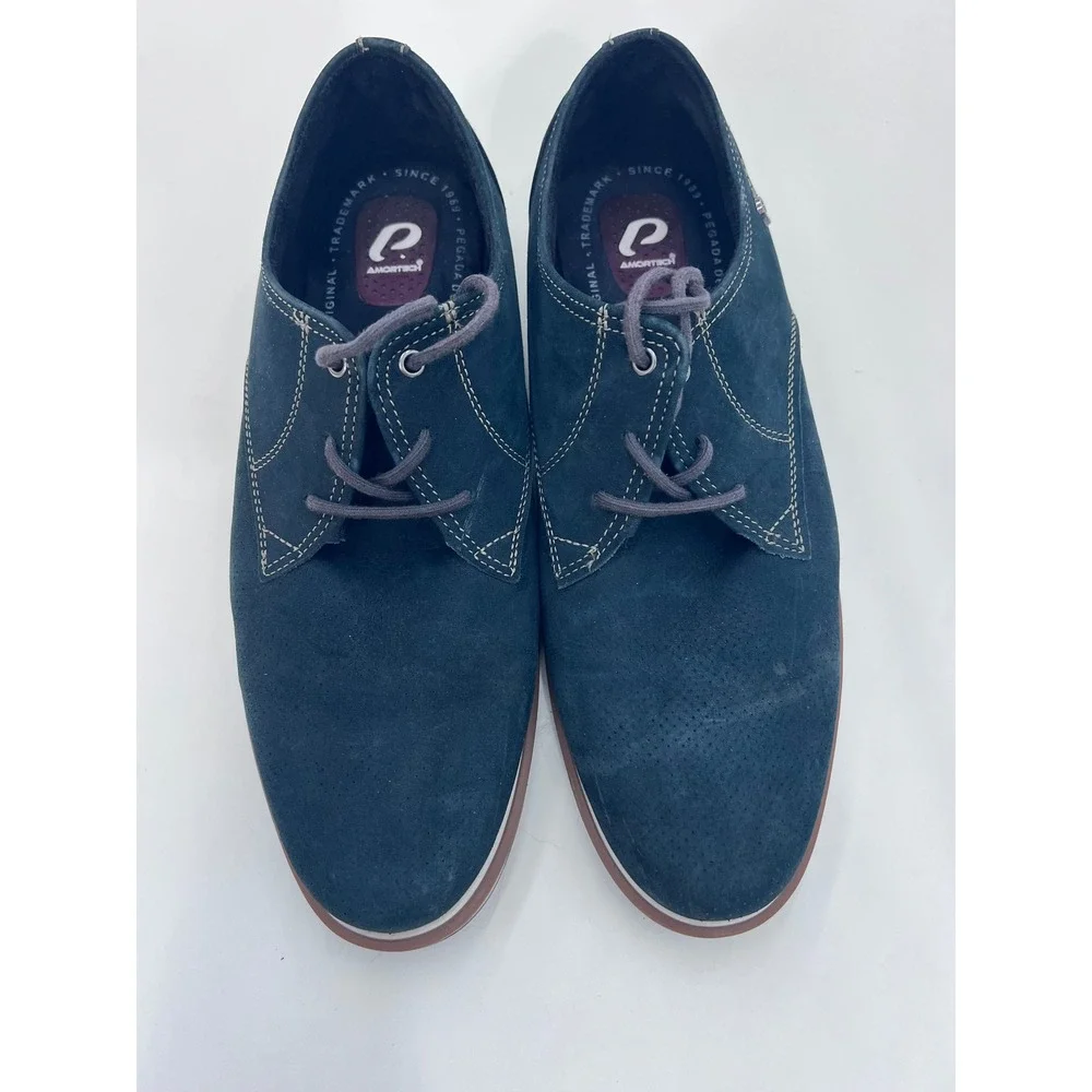 Pegada Amortech Mens Navy Blue Suede Leather Derby Shoes Size 10.5 Brazil
